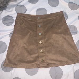 EXPRESS Tan Suede Button Down Skirt